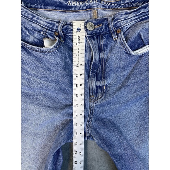 American Eagle Womens Jeans 8 Blue Ripped Denim Highest Rise 90s Boyfriend - Picture 4 of 9